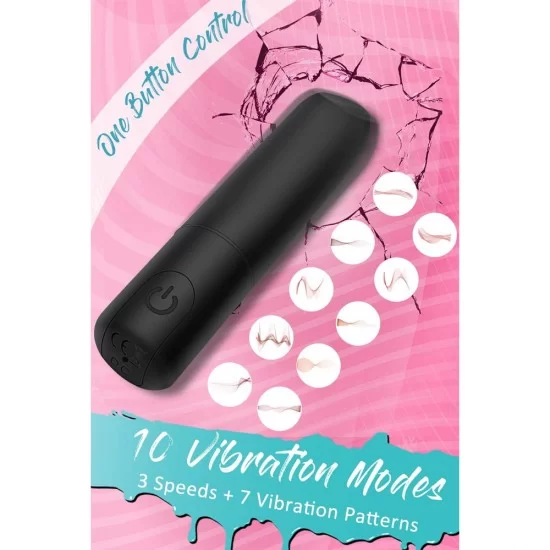 Bullet Vibrator 10 Vibration Modes Precision Clitoral Stimulation Rechargeable Waterproof Female