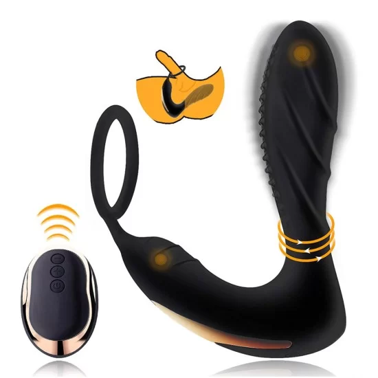 Male Prostate Massager Vibrator With Penis Ring P Spot Anal Plug