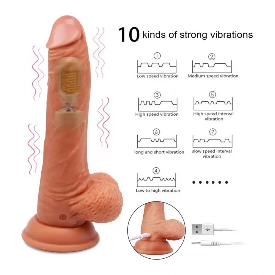 8.3Inch 21CM Vibrating Dildo 360 Rotation 10 Powerful Vibrations